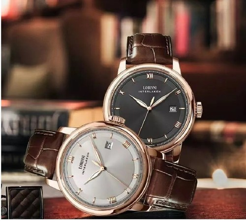 New LOBINNI Men's Watch Business Full Automatic Leather Watch - Silver White - Picture 8 of 10