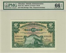 Gibraltar 1 pound 1958-65, PMG 66, "British Administration"