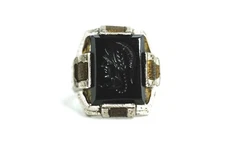 Ostby Barton OB Sterling Onyx Intaglio Roman Solider Men's Ring, Size 9 1/2