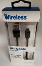 NEW Just Wireless 6 ft Micro USB Cable- Gray- Samsung, LG, HTC, Huawei