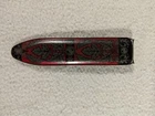Vtg Ohio Art 1960s Tin Litho Sheath for Rubber Knife Oak Leaf Pattern Red Black