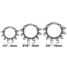 316L Surgical Steel Septum Clicker Cartilage Helix Nose Ring Hoop Clear CZ 16G