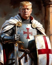 PRESIDENT DONALD TRUMP AS KNIGHTS TEMPLAR SWORD & SHIELD CHRISTIAN 8X10 AI PHOTO