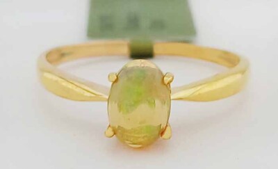 GENUINE 0.69 Cts  OPAL SOLITAIRE RING 10K  YELLOW GOLD - Free Appraisal - NWT