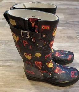 owl rain boots womens