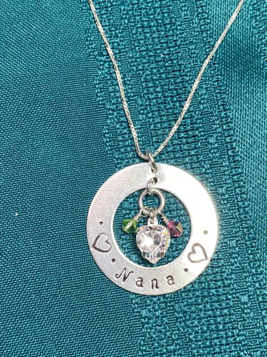 Sterling Silver 925 'NANA' Pendant w/Heart Shape Rhinestone & Sterling Necklace - 第 6/19 張圖片