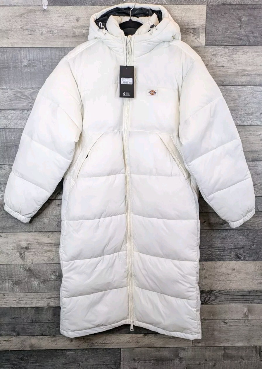 Dickies Alatna Puffer Jacket Womens Large Off White Longline Water Resistant  thumbnail 2