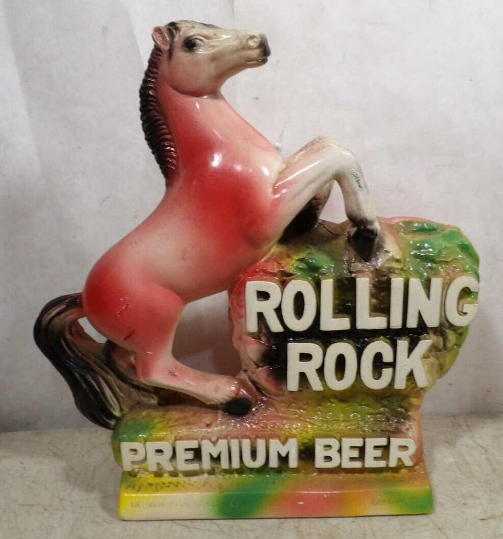 RollingRock ローリングロック ラガービール パブミラー 2011年 VTG 1960s70s Rolling Rock Beer Silvestri Bros Chalkware Horse Bar