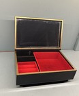 Peacock Black Lacquer Jewelry Music Box Summit 1986 Japan Gold 8x5” Red Velvet — photo 5