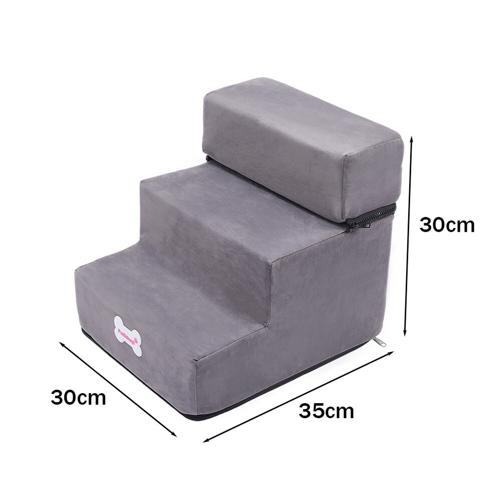 4 Steps Pet Dog Ladder Soft Foam Stairs Puppy Washable Removable Cover