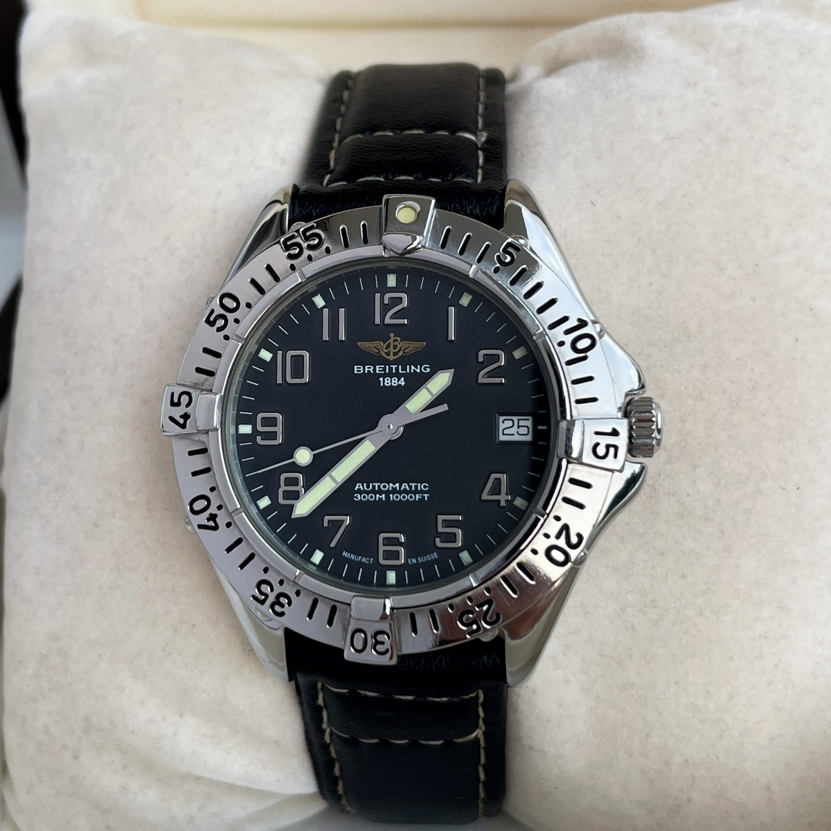 Breitling Men\'s 38mm Early Colt Black Dial Automatic Swiss Watch! Ref: A17035! Breitling Colt 38mm Black Dial Watch Ref# A17035 – Happy  main image 3