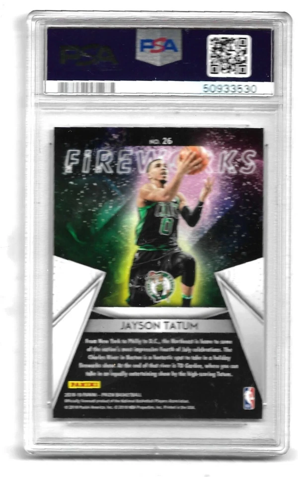 2018 Panini Prizm-Fireworks-#26-Jayson Tatum-Celtics-PSA MINT 9 - Image 2 of 2