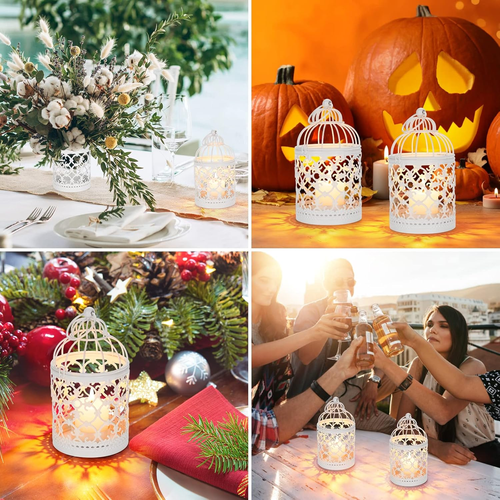 Hanging Birdcage Lantern, 6PCS Small Metal Tealight Holder Vintage Decorative Ha - Picture 6 of 7