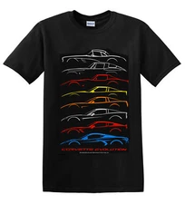 Chevrolet Corvette Chevy Evolution C1 C8 Car T-Shirt Black Official Licensed