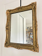 Ancien Miroir Mural Rectangle Doré Bois Style Louis XV XIXème