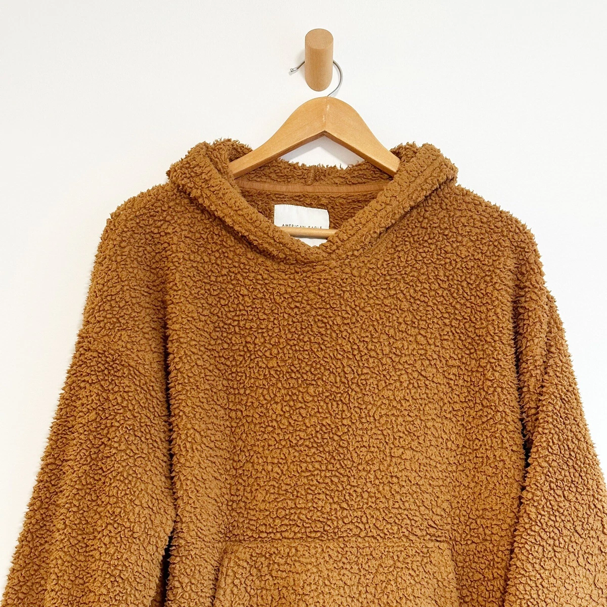 American Eagle AE Sherpa Pullover Hoodie Brown women s size Small