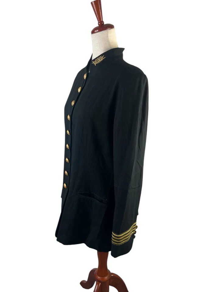 Chaqueta Blazer De Colección Militar Preppy Talla L Negro Dorado Botones Sgt Pepper Náutica Foto 4 de 4