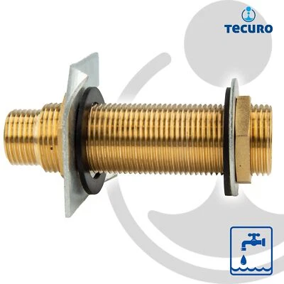 paso de pared tecuro G 3/4 pulgadas x 65 mm, 95 mm, 130 mm - latón en blanco CW617N