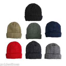 Winter Warm Soft Beanie Cable Knitted Hat Cap for Women and Men