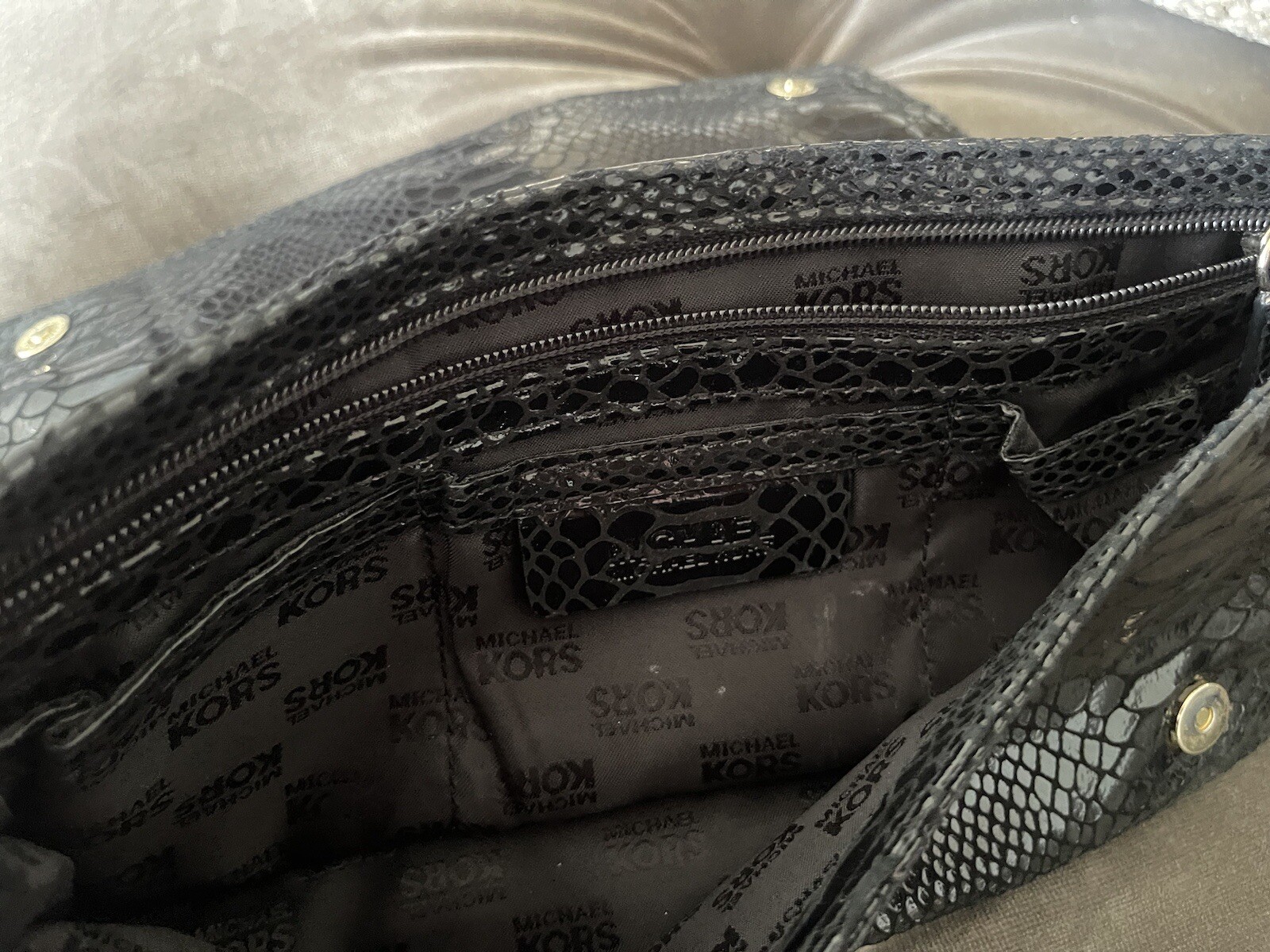 Michael Kors Collection black python embossed clu… - image 7