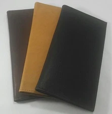 Womens Men Bacci Top Grain SOFT GENUINE LEATHER Tan Brown Black Checkbook Cover 