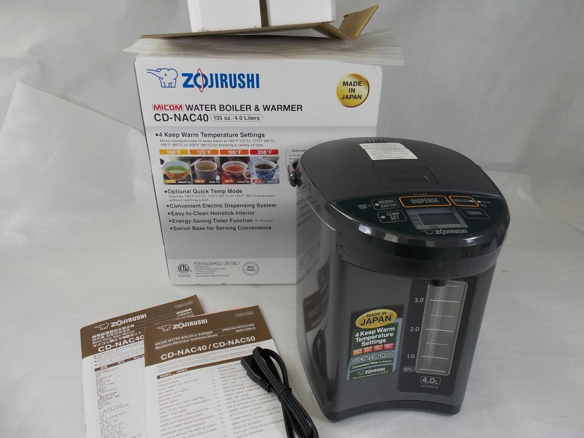 Zojirushi CD-NAC40BM Micom Water Boiler & Warmer - Metallic Black