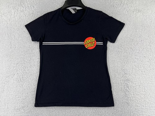Santa Cruz Shirt Youth Medium Black Short Sleeve Round Logo Cotton Skate Skater