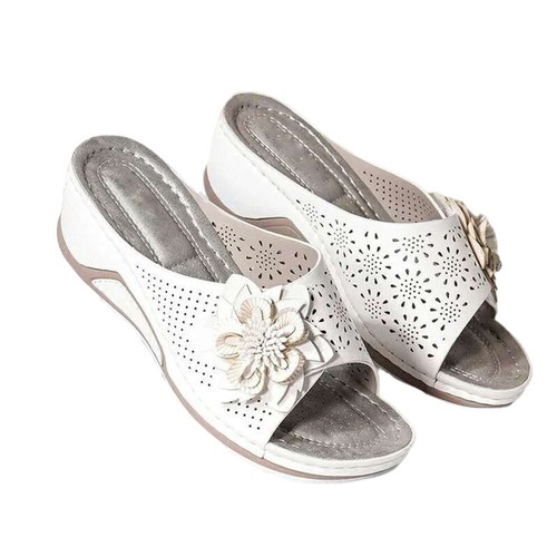Women Hollow Slippers Wedge Casual Shoes Open Toe Non-Slip Mules Sandals Slip On - Picture 40 of 69