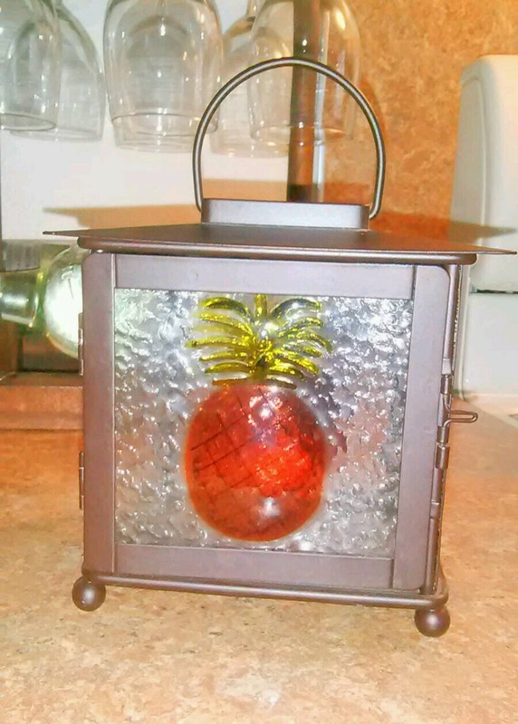 Metal & Glass Candle Holder~ Pineapple On Glass *Hanging or Tabletop (Brand New)