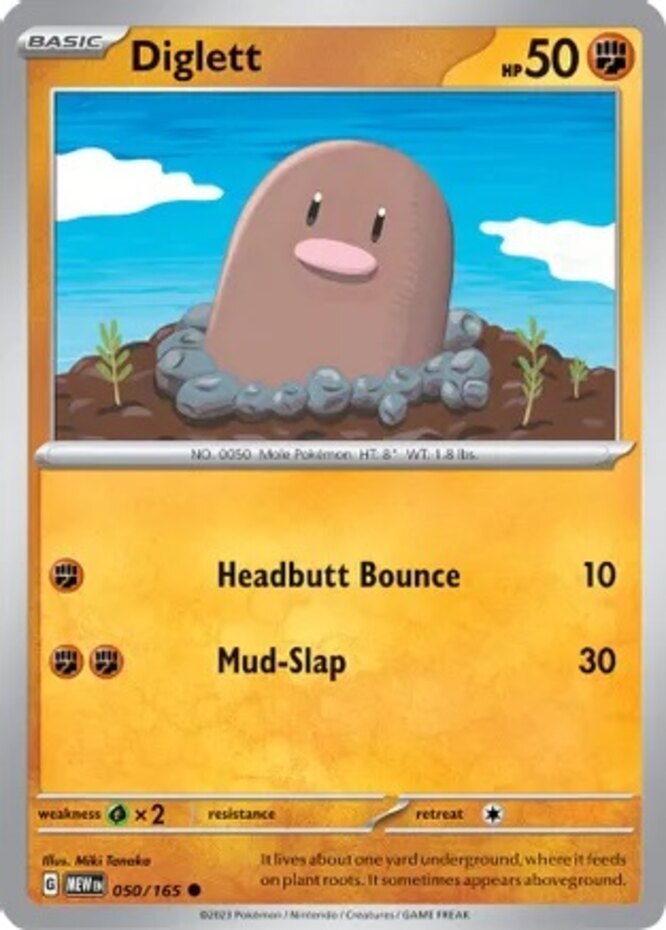 Pokemon Diglett - 050/165 - Common NM-Mint Scarlet & Violet - 151