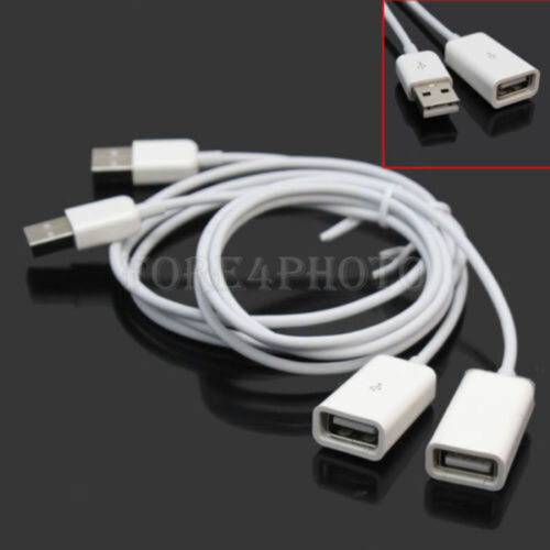 USB 2.0 MALE TO FEMALE M/F EXTENSION EXTENDER CHARGING CABLES CORDS 2X WHITE 1M - Picture 1 of 5