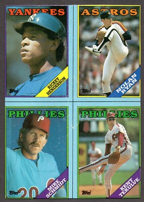 1988 Topps Wax Box Bottom Uncut 1 Set Ryan Gwynn Strawberry Schmidt Henderson