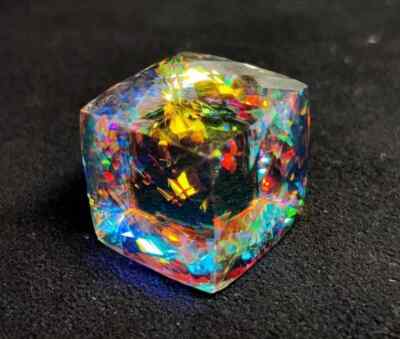 AAA 94 Ct Natural Mystic Topaz Rainbow Color Cube Certified Loose Gemstone