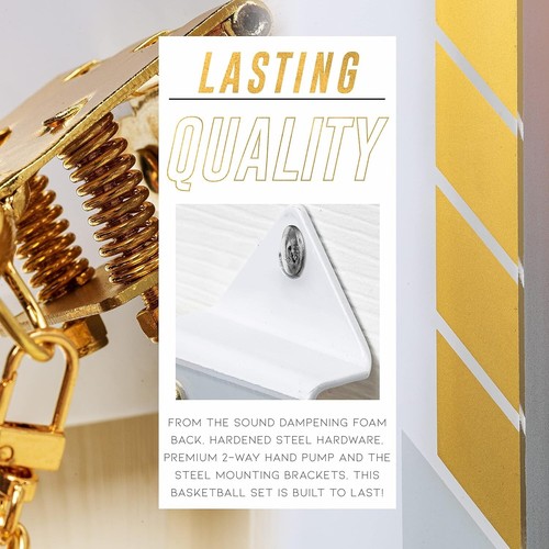 Mini Basketball Hoop - Premium Gold Chrome Wall Mounted Backboard Mini Hoop w... - Picture 5 of 10