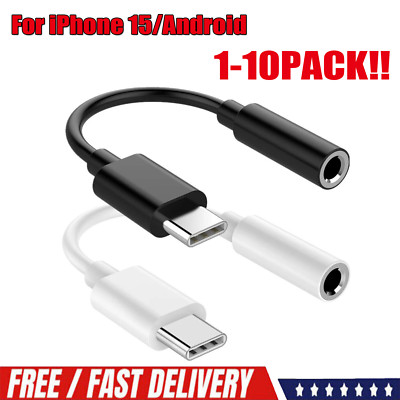 USB-C Type C to 3.5mm AUX Headphone Jack Adapter Lot For iPhone 15/Android Phone