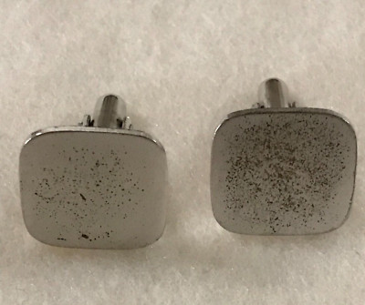 Vintage Brushed Sterling Silver Square Cuff Links N S Meyer Inc NY *READ*