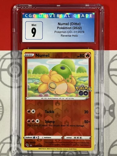 CGC 9 MINT Numel (Ditto) 013/078 Unpeeled Reverse Holo Pokémon GO 7066