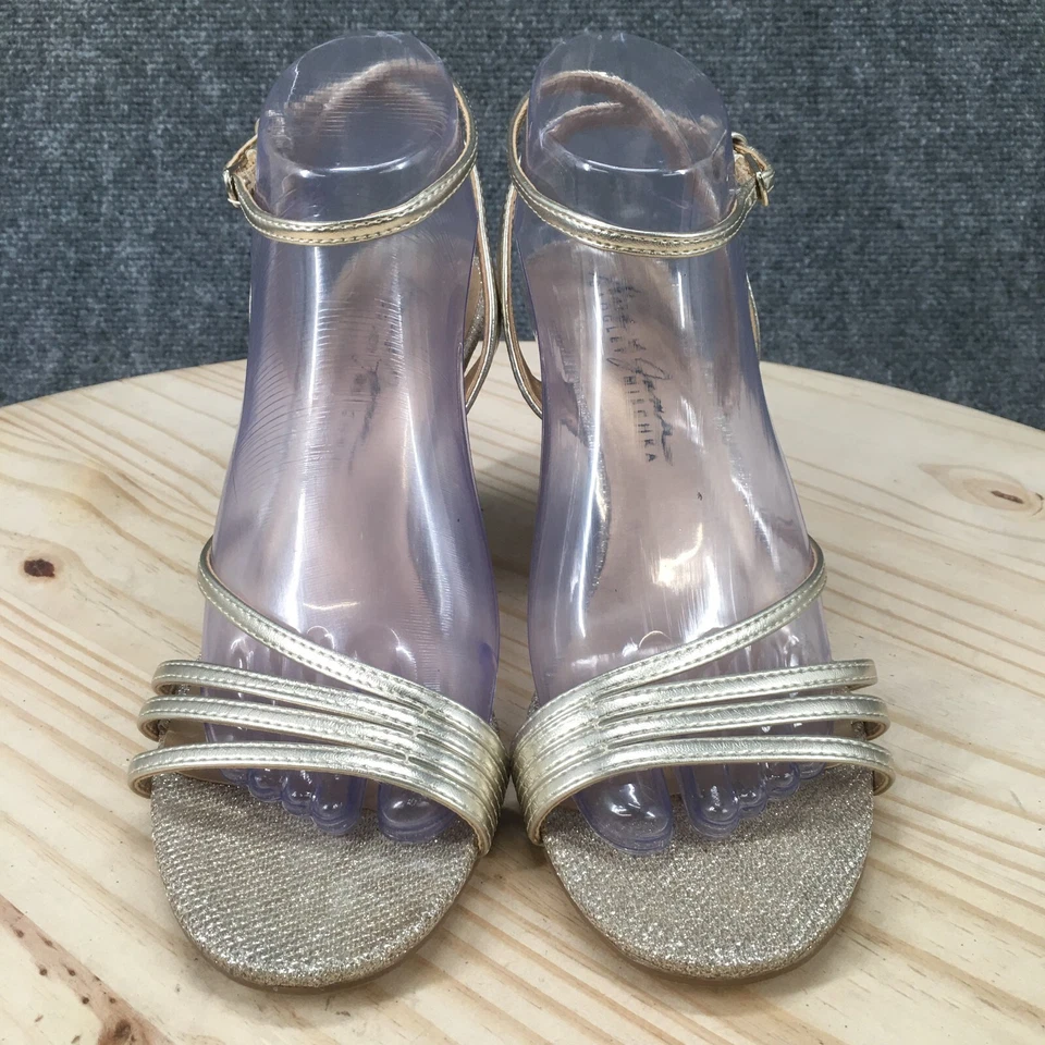 Sandalias Badgley Mischka para mujer 8 brillantes correa al tobillo cuña punta abierta plateadas Foto 4 de 4