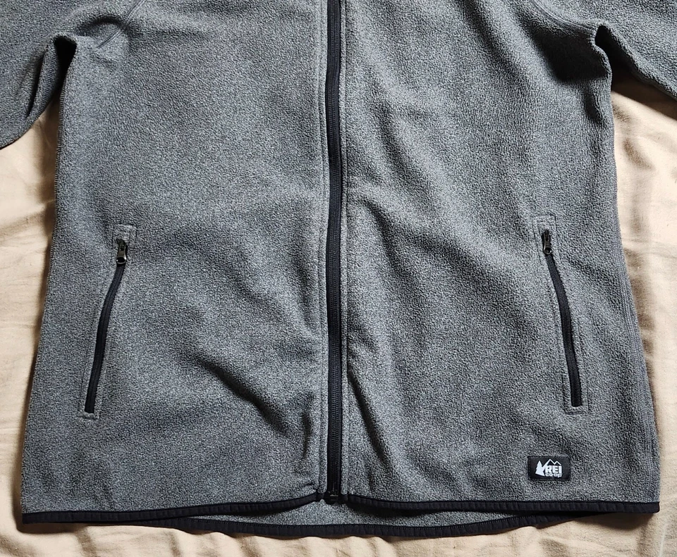 Chaqueta polar gris cooperativa REI para mujer talla XL cremallera completa Foto 3 de 4