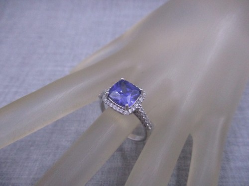 PAJ Designer Sterling .925 Blue CZ Cubic Zirconia Halo Style Ring Size 10