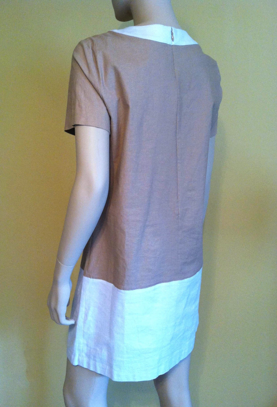 Abito MICHAEL KORS color block stringato manica corta misto lino beige 8