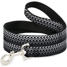 Dog Leash 6-FEET Mustache Monogram Black/Grays WIDE 1.5"