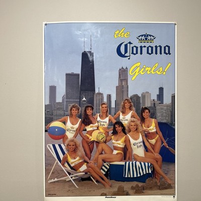 Vintage Chicago Skyline Corona Girls Poster Gina Stephani Swimwear 35 x 25''