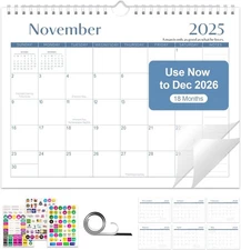 Gannyfer 2026 Wall Calendar, 18-Month Calendar 2025-2026, Use Now Until Dec 2026
