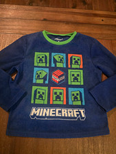 Minecraft Creeper Boys Size 8 Fleece Pajama Top Flame Resistant Long Sleeve