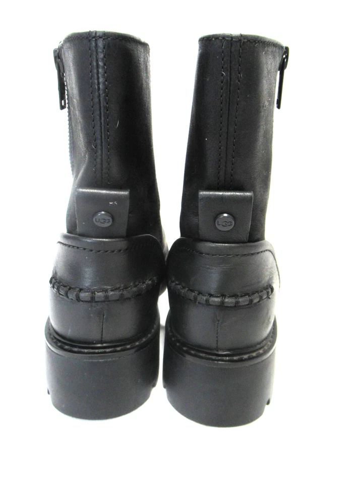 UGG Mujer 9 Polk Cuero Negro Cremallera Chukka Botines Moto Motociclista Usados 1X Foto 4 de 4
