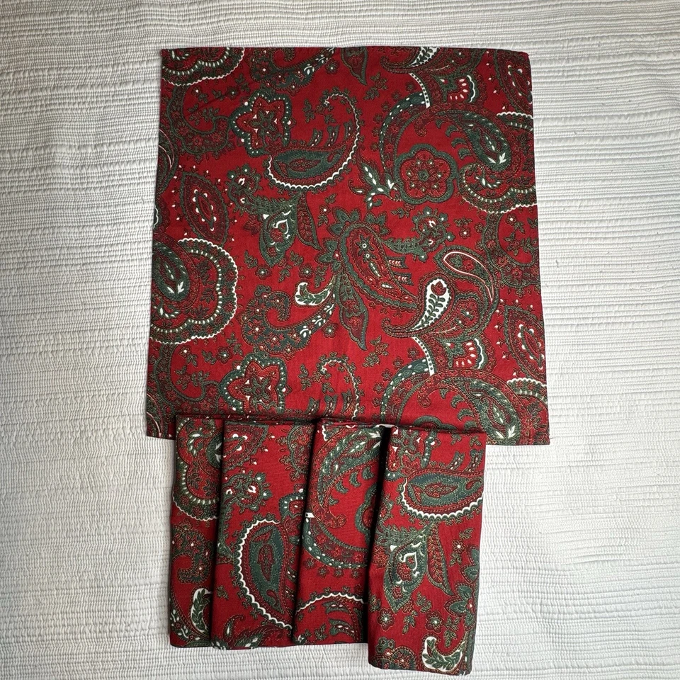 Juego de 5 servilletas de cena Waterford Holiday 19" rojo cachemir Navidad algodón Foto 4 de 4