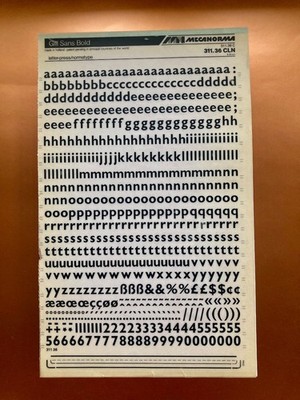 MECANORMA wie LETRASET GILL SANS BOLD KLEIN  Abreibebuchstaben New Old Stock