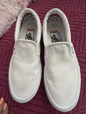Vans Off The Wall'' Pop Cush''  White Canvas Slips checks Ultimate Men 5.5  W 7