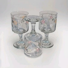 Pfaltzgraff WYNDHAM Set of 3 Wine Goblets Stemmed Pedestal Glasses 5-3/4" Signed